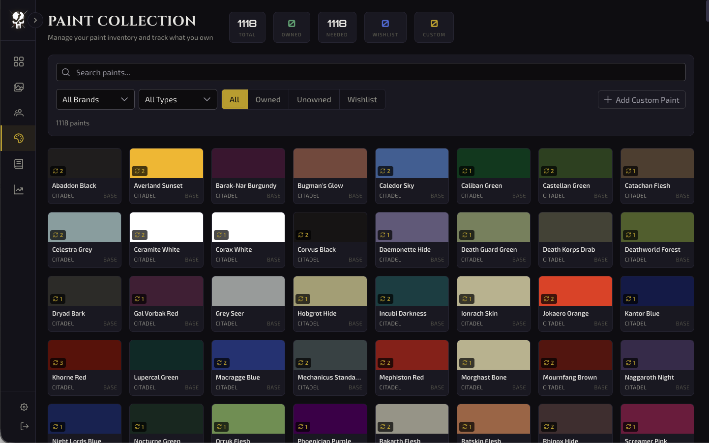 Paint Collection Grid
